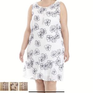 AGB Woman White Dress with Navy Blue Floral Dress Sz 1x